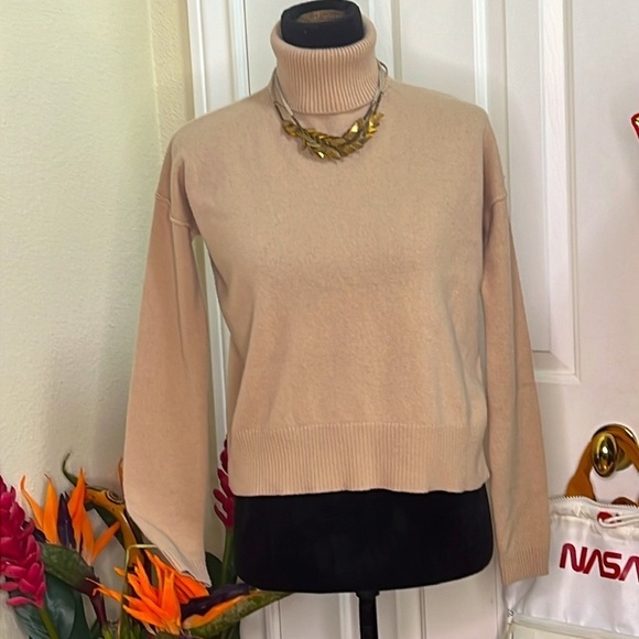 Cuyana Wool Cashmere Turtleneck Sweater - Camel - XS - Picture 2 of 9